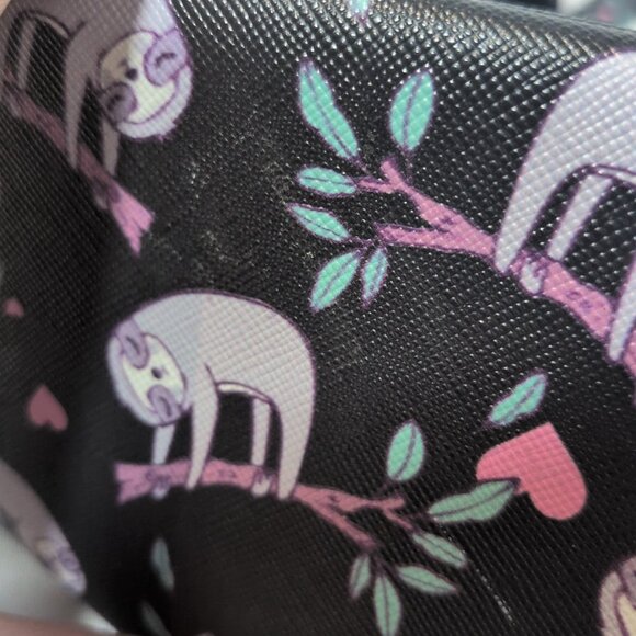 Under One Sky Faux Leather Sloth Backpack Bag Hearts Black Multicolor Mini Small - Picture 13 of 16